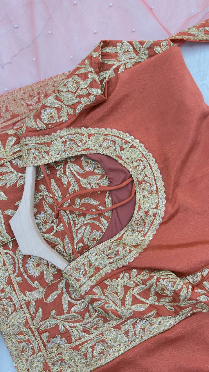 Red Color PArtywear Dress in Chinon Fabric