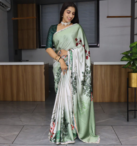 Beautiful Satin Fabric Fancy Saree