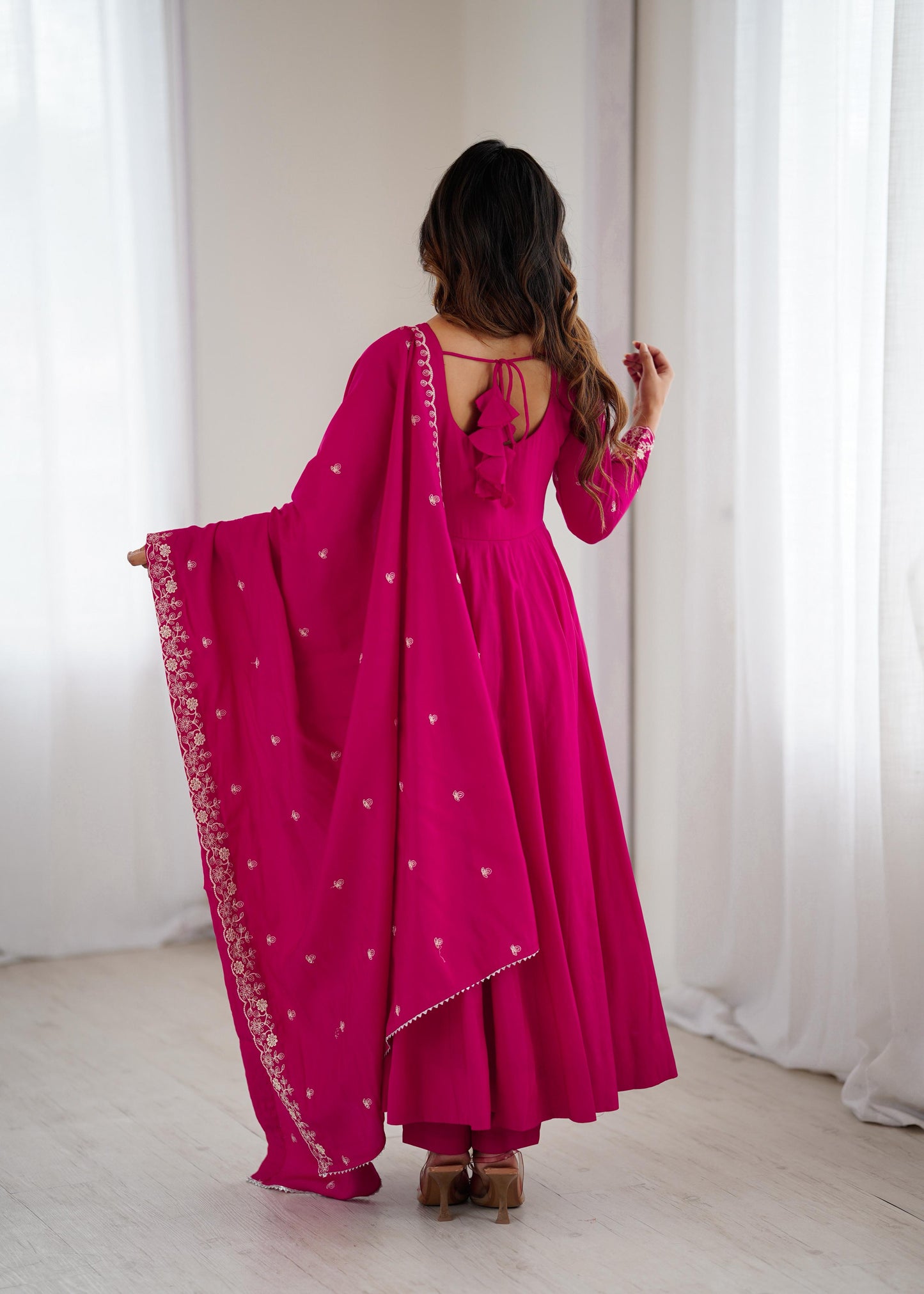 Pink Colour beautiful silk anarakli dress