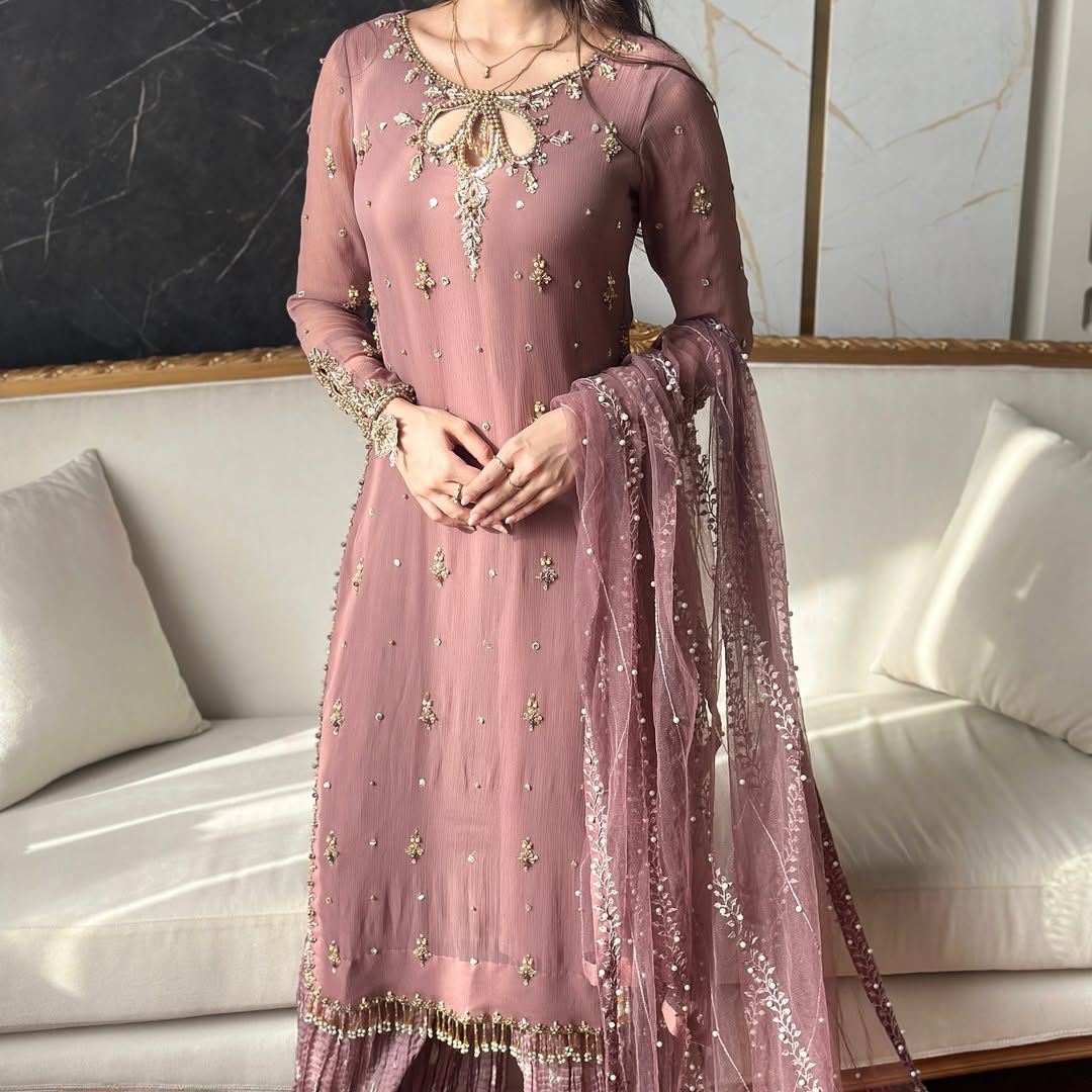 Designer Party Top Pallazo & Dupatta Set