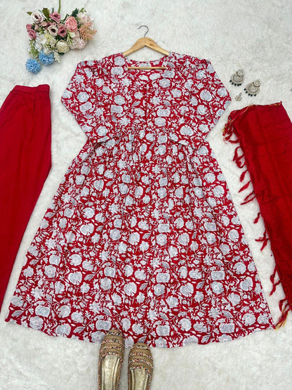Red Color Beautiful Cotton Wear Dress