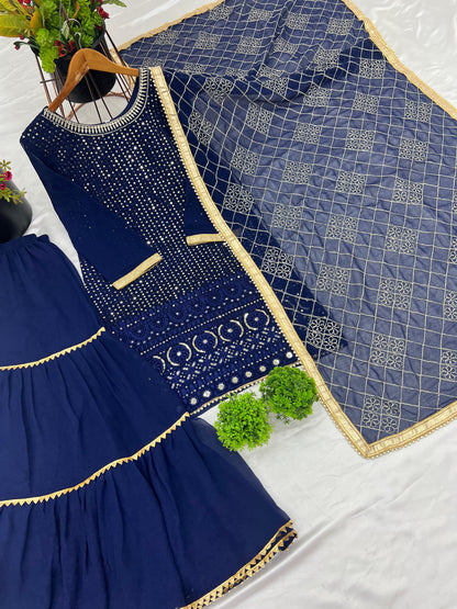 Blue Color Beautiful Plazo Dress in Georgette Fabric