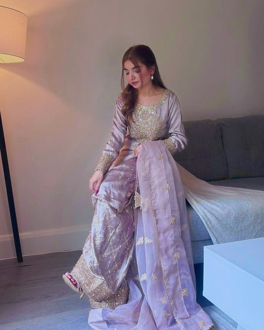Beautiful Partywear Plazo Suit in crepe fabric