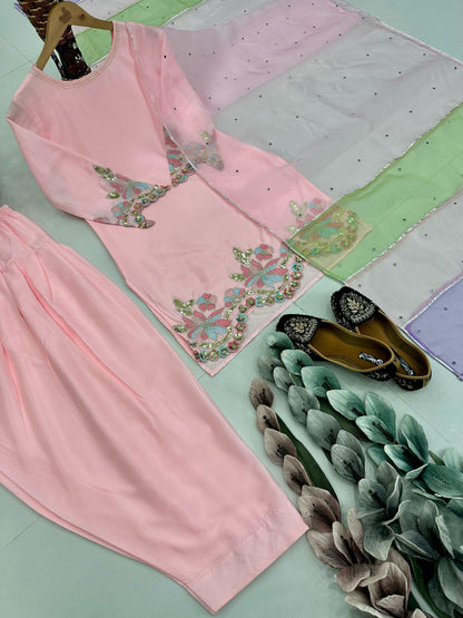 Pink Color Beautiful Creape Fabric Suit