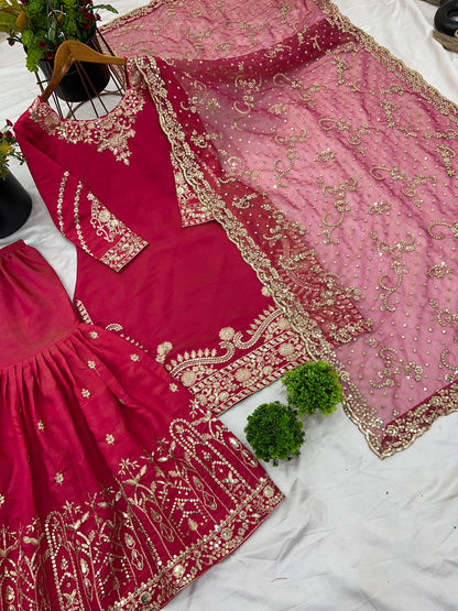 Pink Color Beautiful Georgette Plazo Dress