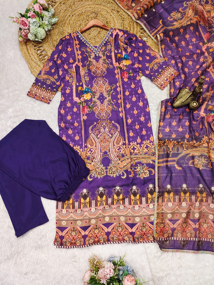 Purple Color Beautiful DAily Wear Dress
