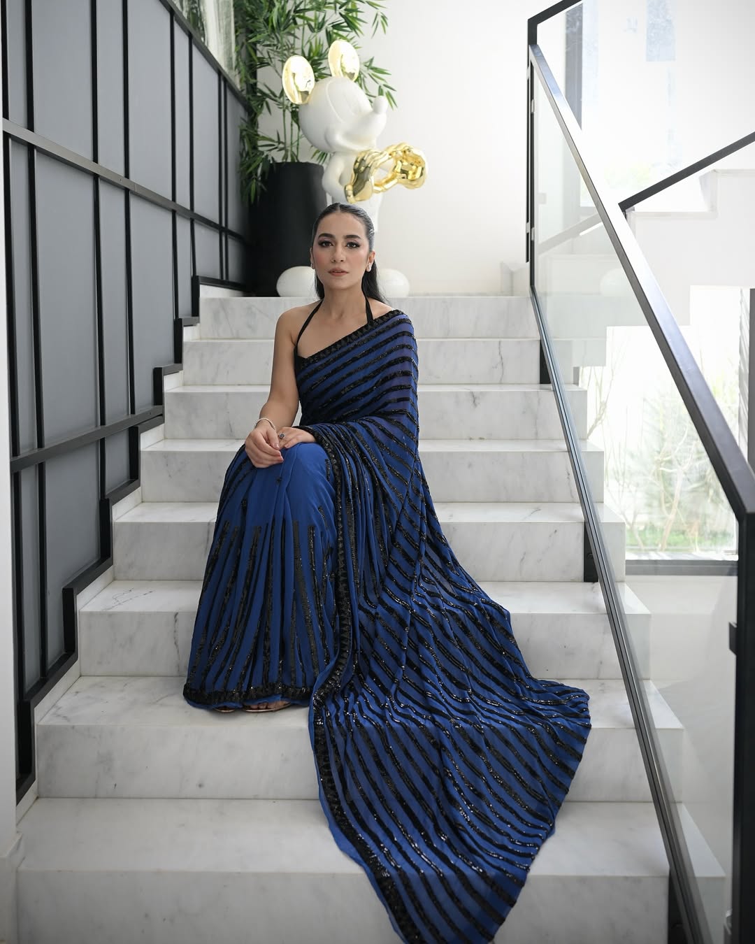 Blue Color Beautiful Sequence Saree in georgette fabric