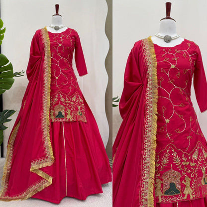 Pink Color Beauitful Lehenga Dress in Crep silk FAbric