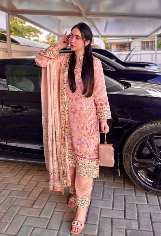 3 Piece Fancy Printed Kurti With Beautiful Bottom And Attractive Dupatta