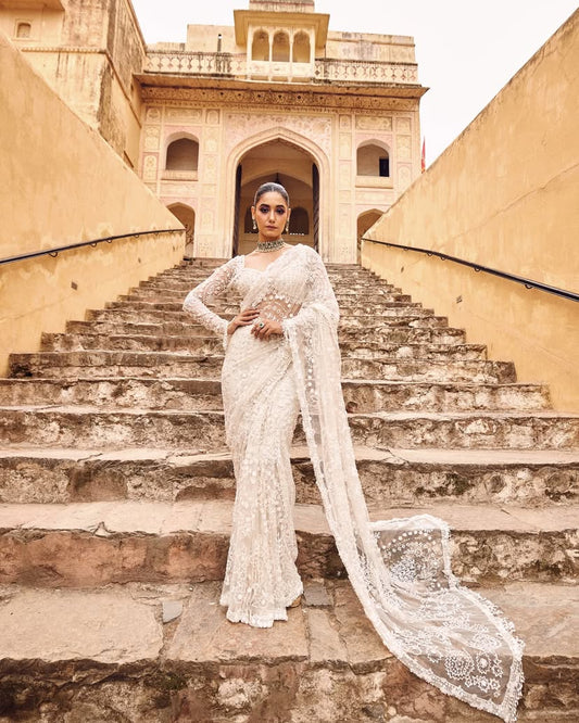 Beautiful Partywear Saree in Net FAbric For Wedding Wear