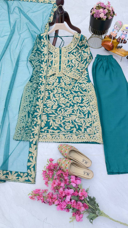 Morptih Color PArtywear Dress in Chinon Fabric