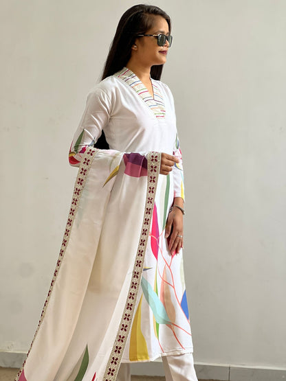 Fancy Design With Digital Printed Top - Pent With Dupatta