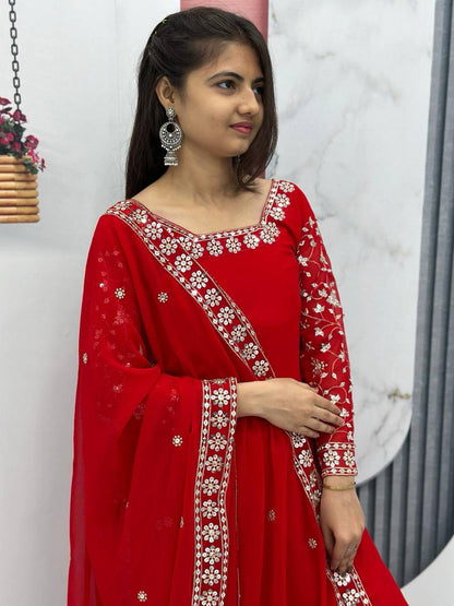 Launching Festival Plazzo Top In Red Color