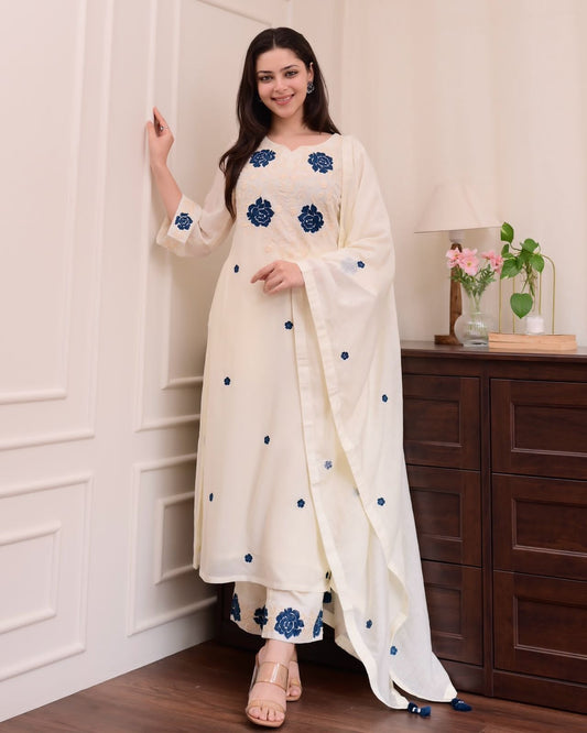 White Color Beautiful Daily Wear Dress in RAyon Fabric