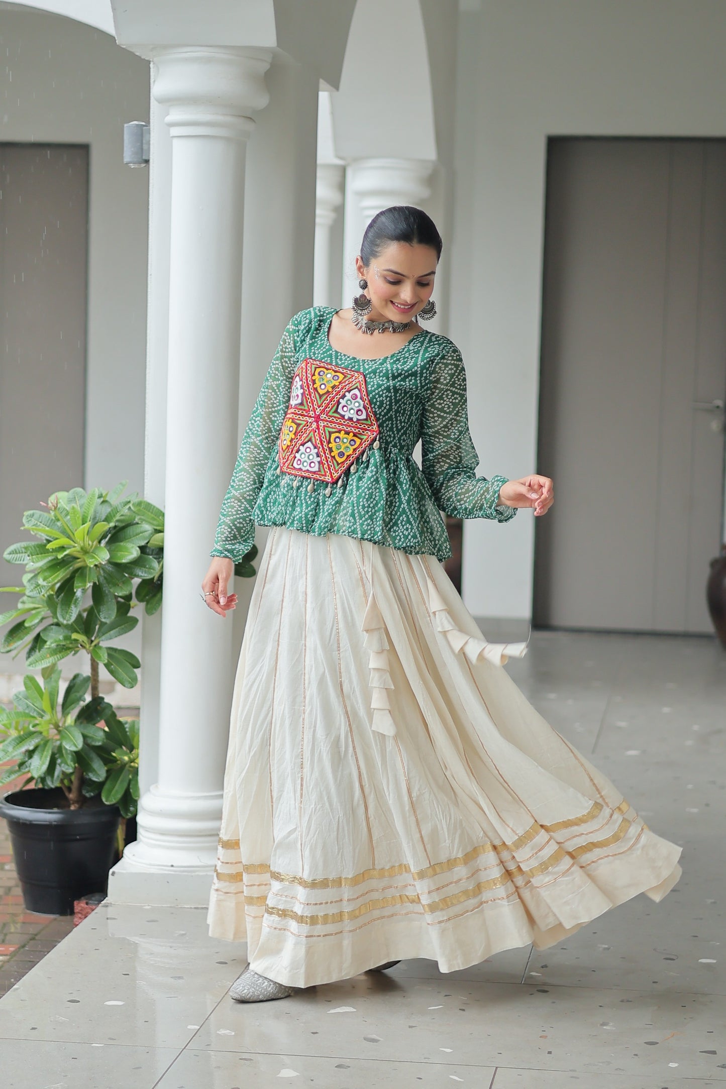 Green Color Beautiful Navratri Lehenga Choli