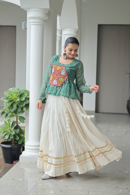 Green Color Beautiful Navratri Lehenga Choli