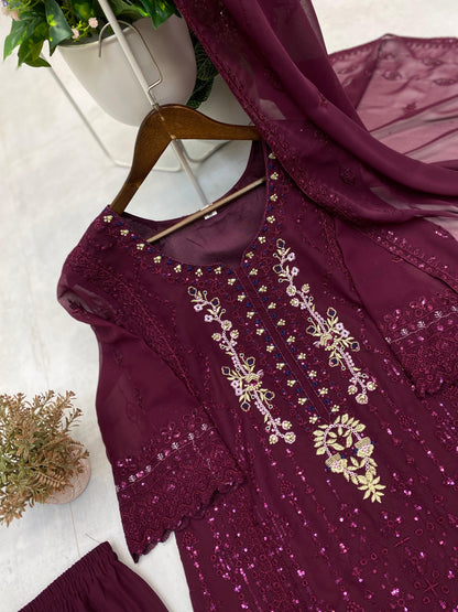 Purple Color Beautiful Partywear Dress in georgette fabric