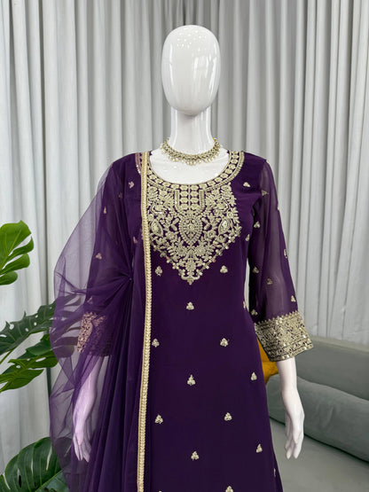 purple colour beatiful partywear dress in georgette fabric