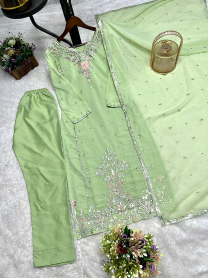 Light Green Color Beautiful Partywear Dress in Georgette Fabric