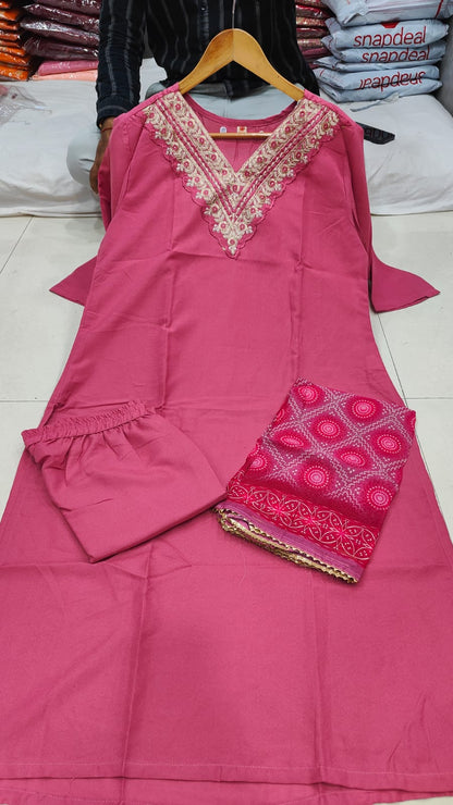 Gajri Color Daily Wear Dress in Rayon FAbric