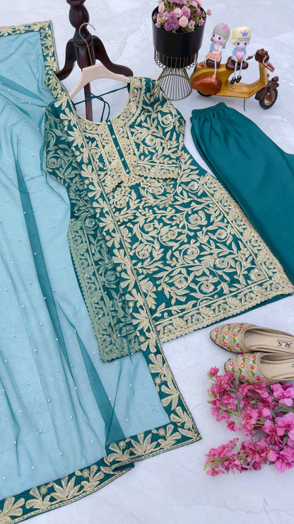 Morptih Color PArtywear Dress in Chinon Fabric