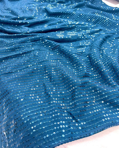 Sky Blue Color Beautiful Partywear Saree