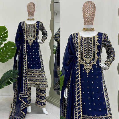 Blue Color Beautiful PArtywear Dress in Georgette Fabric