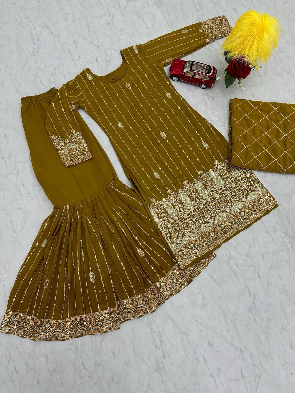 Embroidered Suit & Sharara in georgette fabric