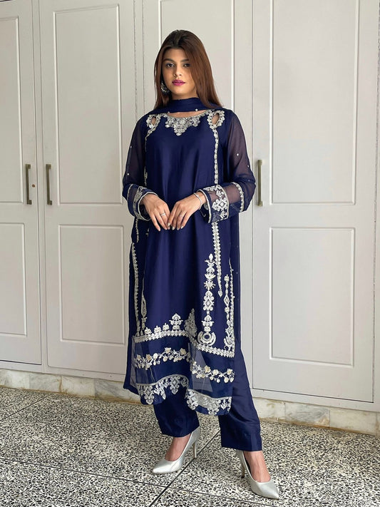 Embroidered Sequence Work Designer Three Piece Set