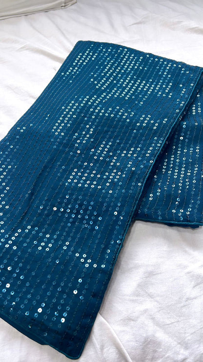 Sky Blue Color Beautiful Partywear Saree