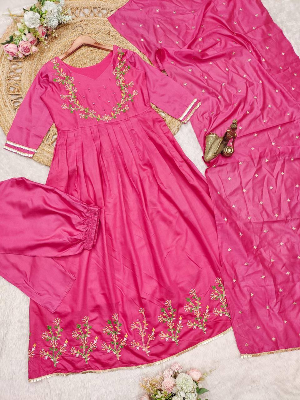 Pink Color Beautiful anarkali gown for small kitty party