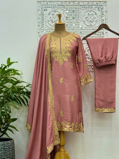 Ready To Wear Collection With Embroidery Work Fancy Top - Pent With Dupatta