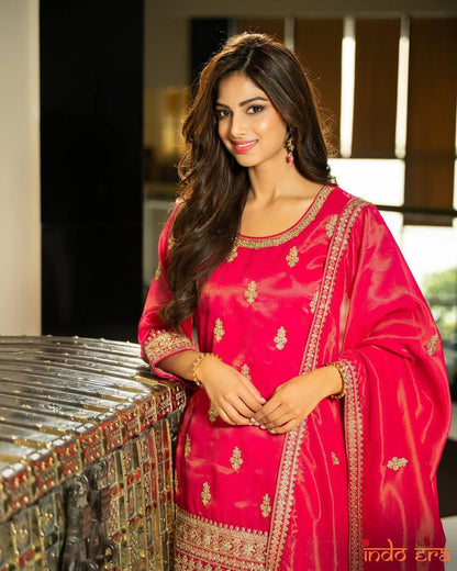 Designer Party Top Pallazo & Dupatta Set