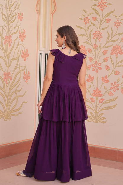 Purple Color Beautiful Gown in Georgette Fabric