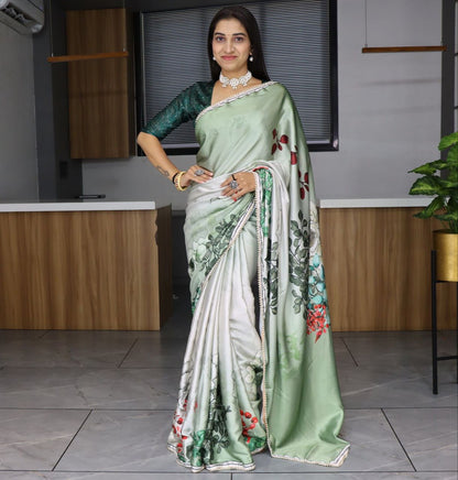 Beautiful Satin Fabric Fancy Saree