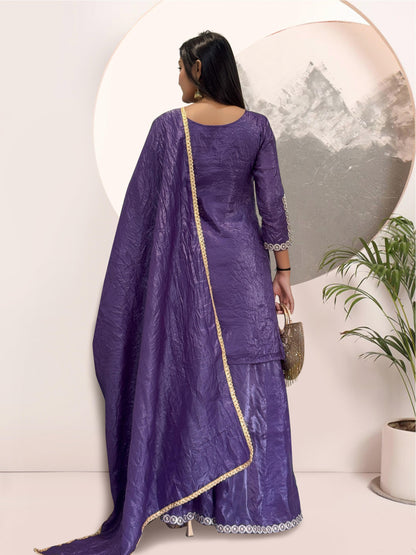 3 piece fancy kurti with beautiful plazzo and dupatta