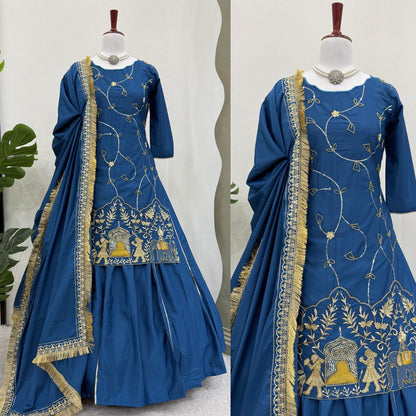 blue Color Beauitful Lehenga Dress in Crep silk FAbric