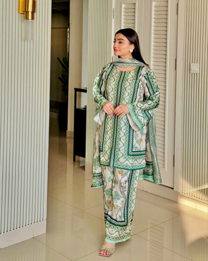light Green Color Beautiful Summer WEar Dress in Crape Fabric