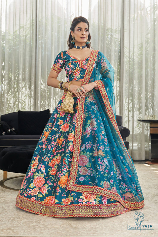 Beautiful flower print wedding wear lehenga choli