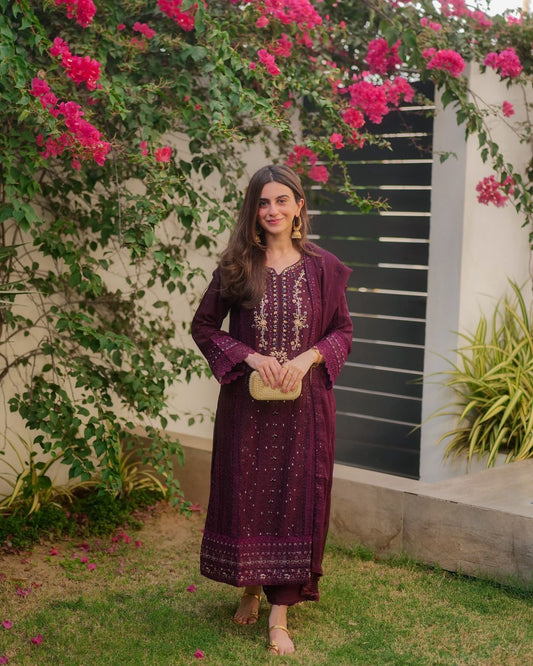 Purple Color Beautiful Partywear Dress in georgette fabric