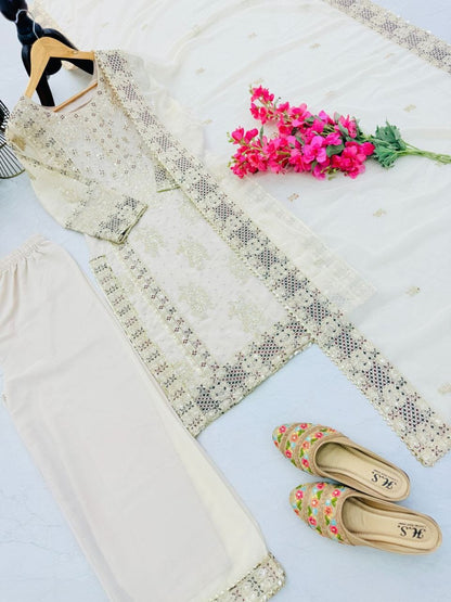 Cream Color Beautiful Partywear Dress in Georgette fabric