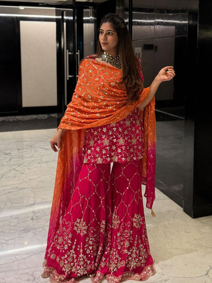 Pink Color Beautiful PArtywear Sharara Dress