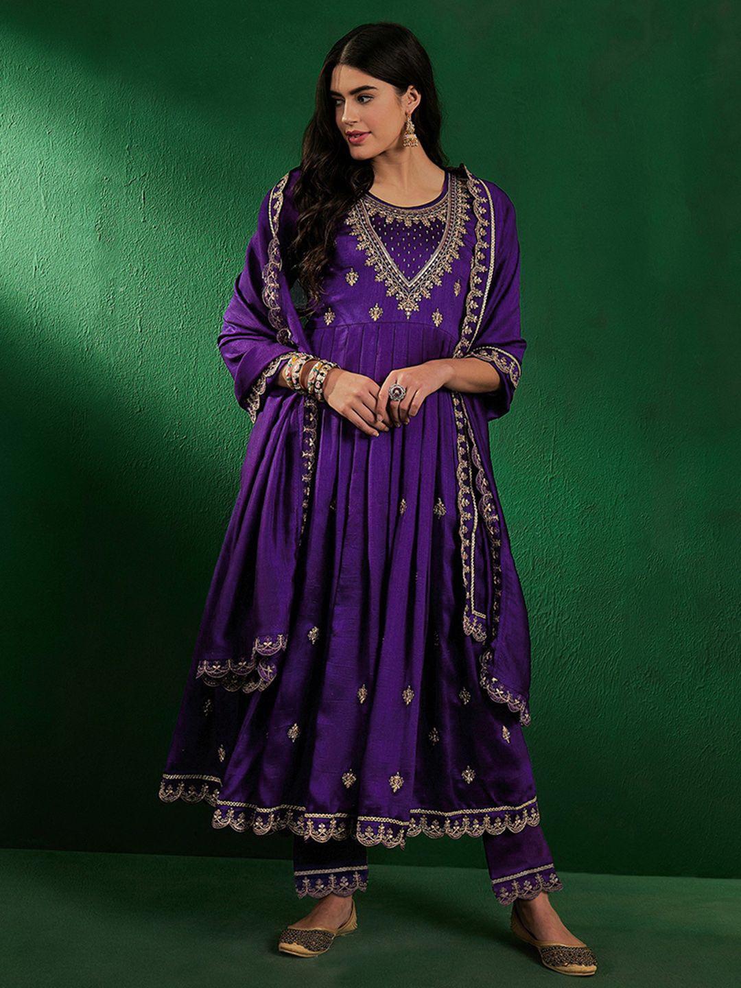 Blue color Beautiful Silk Gown with embroidery work