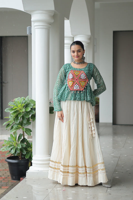 Green Color Beautiful Navratri Lehenga Choli