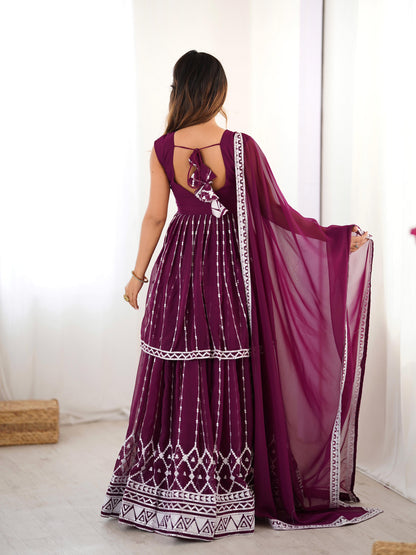 Purple Color Beautiful Partywear Dress in Georgette Fabric