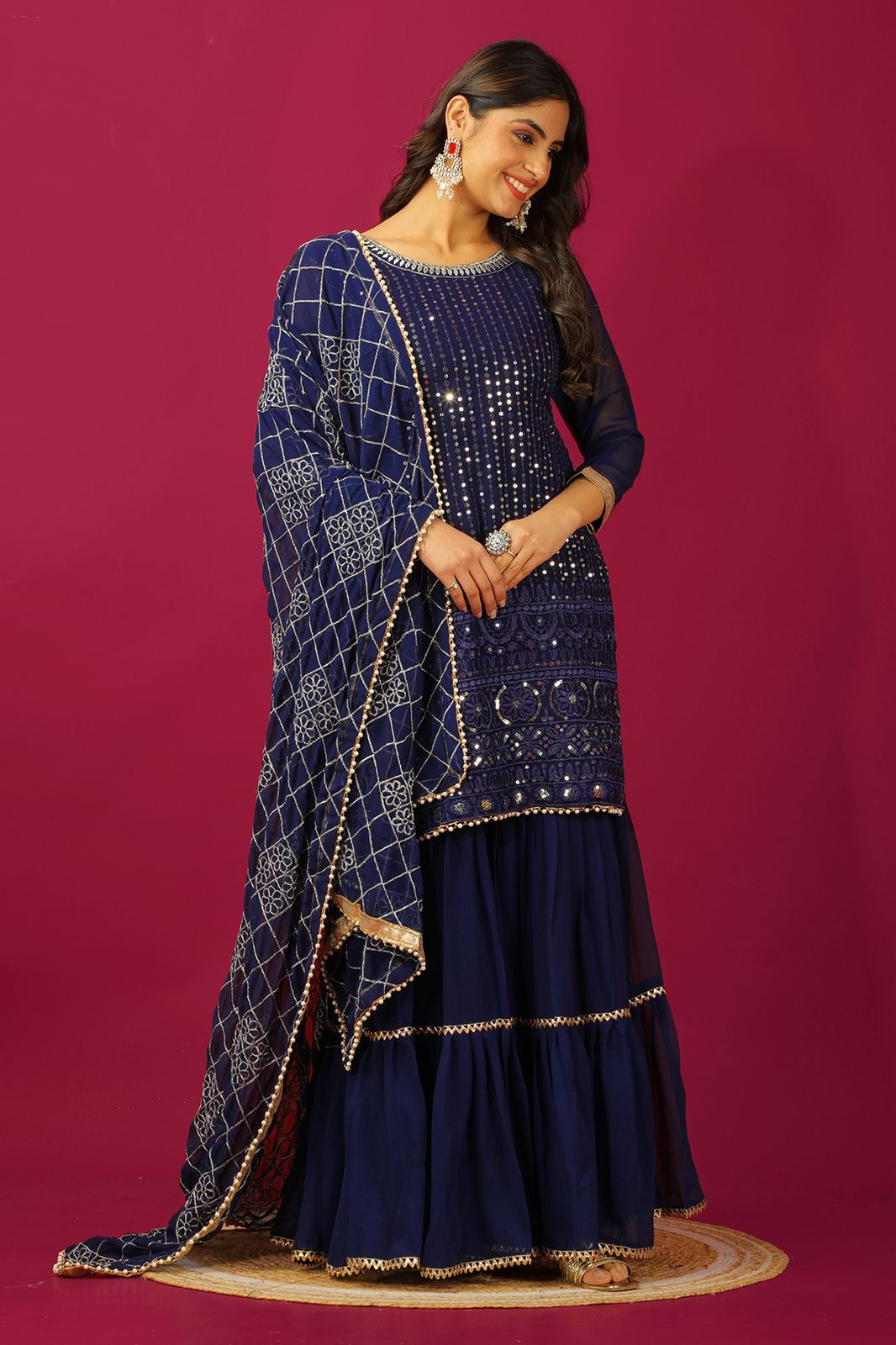 Blue Color Beautiful Plazo Dress in Georgette Fabric