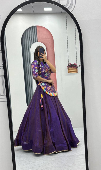 purple Color Beautiful Partywear Lehenga Choli in Fency Silk fabric