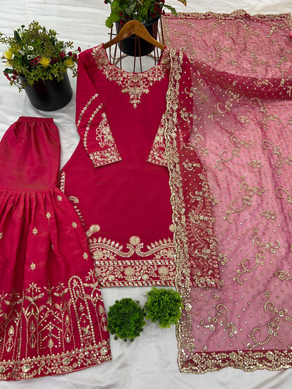 Pink Color Beautiful Georgette Plazo Dress