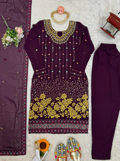Purple Color Partywear Dress in Georgette FAbric