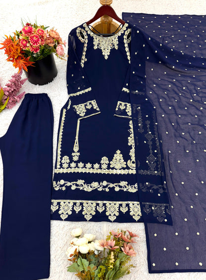 Embroidered Sequence Work Designer Three Piece Set